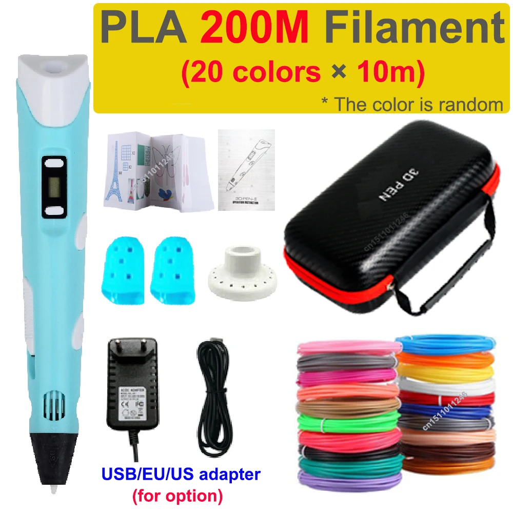 3D ปากกา 3d การพิมพ์ปากกาเด็ก DIY วาดปากกา PLA Filament วันเกิดคริสต์มาสเด็กผู้หญิงของขวัญเด็กกระเป๋าเดินทาง