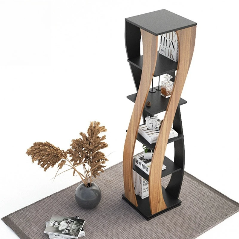 Modern Minimalist Corner Bookcase Nordic Creative Floor Standing Bookshelf Display Sofa Side Cabinet for Living Room