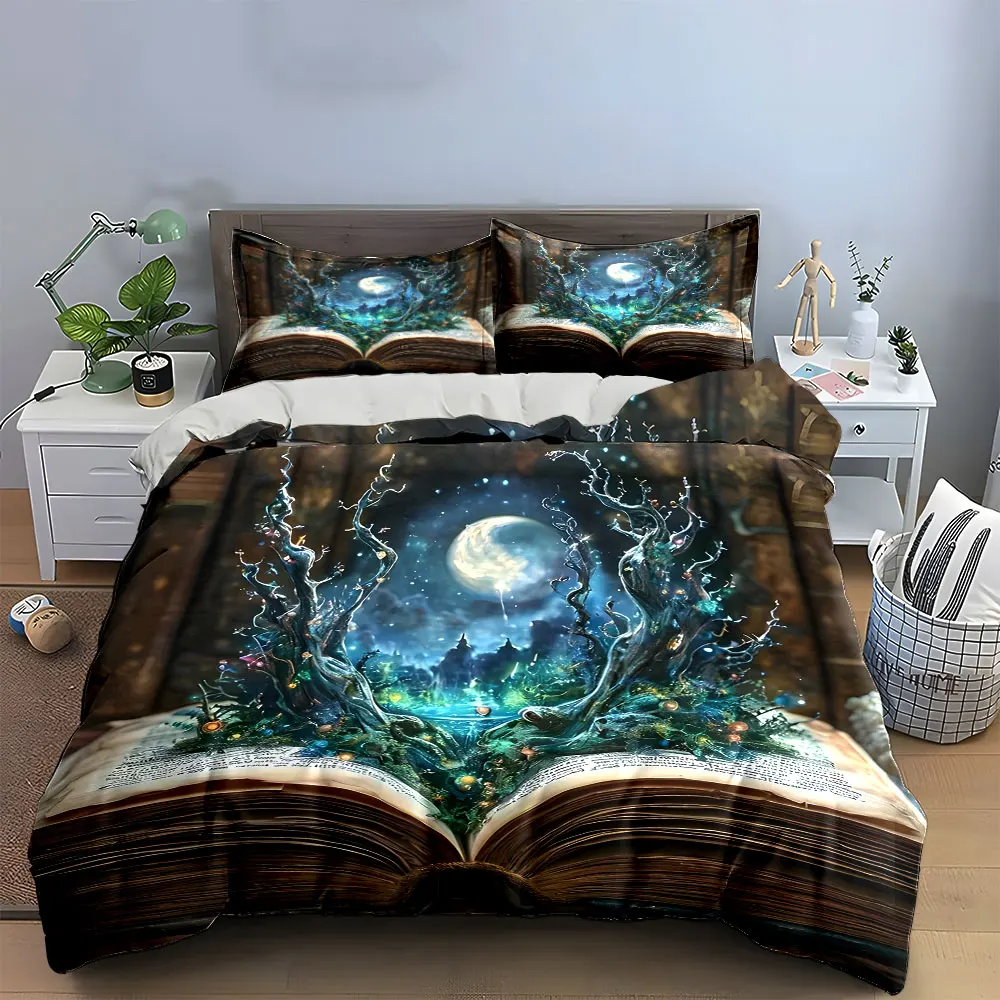 Fantasy Book Decor Set Multiple sizes kid's and adults' bedroom Exquisite 3PC bedding set, gift