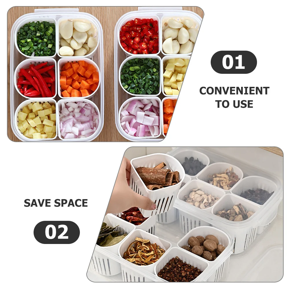 

Fridge Food Storage Box Transparent PP Material 6 Compartments Refrigerator Organizer Kitchen Vegetable Onion Garlic Fresh