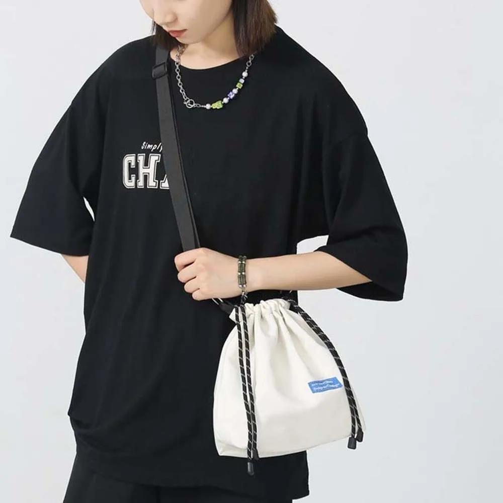 النايلون الرباط دلو حقيبة تخزين عادية الكورية نمط حقيبة كتف قابل للتعديل حقيبة يد الرجال حقيبة كروسبودي الرجال النساء #3