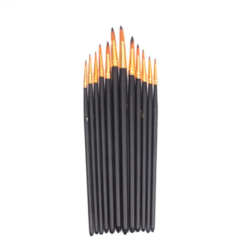 12PCS Nylon Pinsel Runde Spitze Aquarell Acryl Pinsel Zwei-farbe Nylon Pinsel Kunst Liefert
