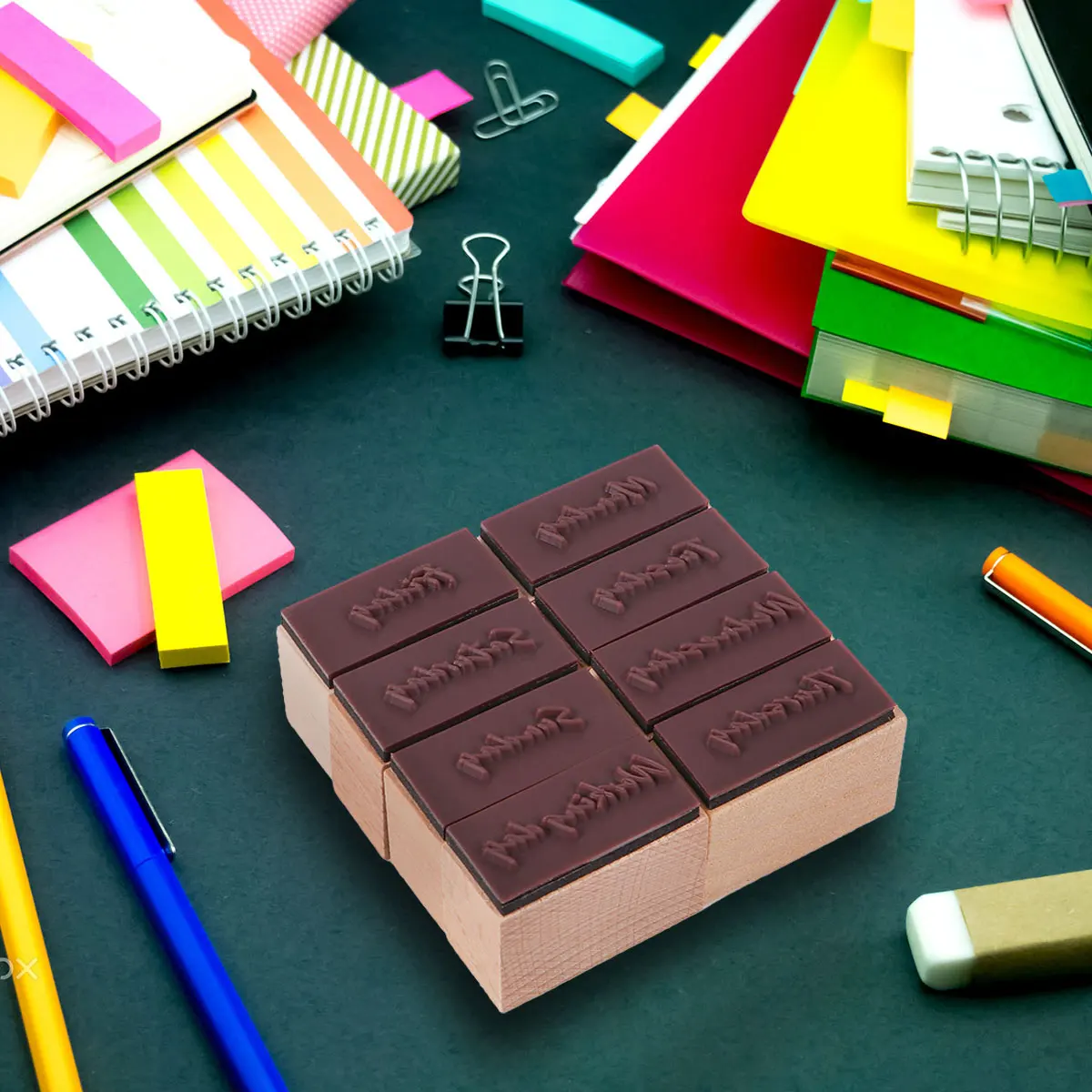 

16 Pcs Wooden Stamps Set Smooth Block Durable Use DIY Supplies Rubber Week Letter Seals Scrapbook Stamps Kids Toys Creativity