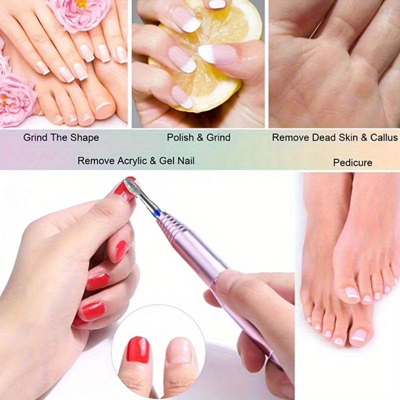 Głowice do frezarki do paznokci, diamentowe, polerujące, szlifujące, do usuwania żelu akrylowego, elektryczne, wymienne głowice do frezarki do manicure.