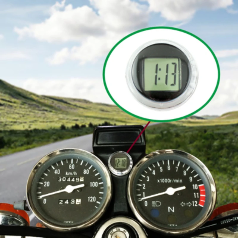 Mini Precision Motorcycle Watch Waterproof Digital Display Clock Watch Motorcycle Decor Auto Mount Dial Clock Motorcycle Styling