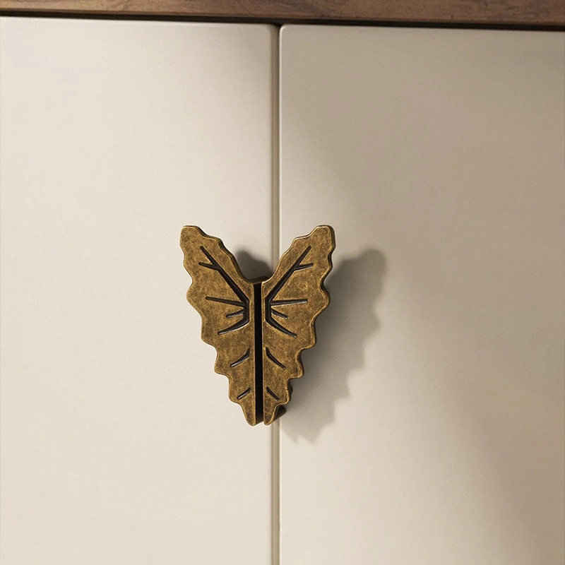 New Chinese Style Leaf Handles for Furniture Zinc Alloy Handles for Wardrobe and Drawer Kitchen Cabinet Drawer Handles