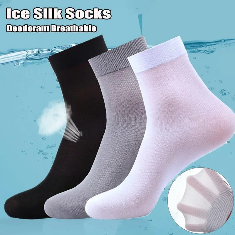 10Pairs Men Ice Silk Socks Bamboo Fiber Middle Tube Socks Summer Thin Breathable Business Men Absorption Deodorant Long Sock