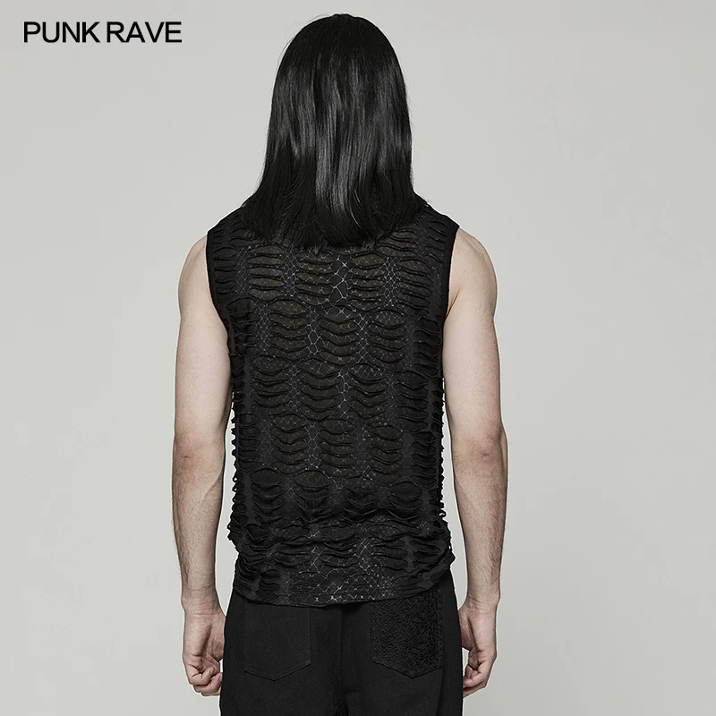 Punk Rave Sexy Men\'s Goth sharp teeth vest Top WT777