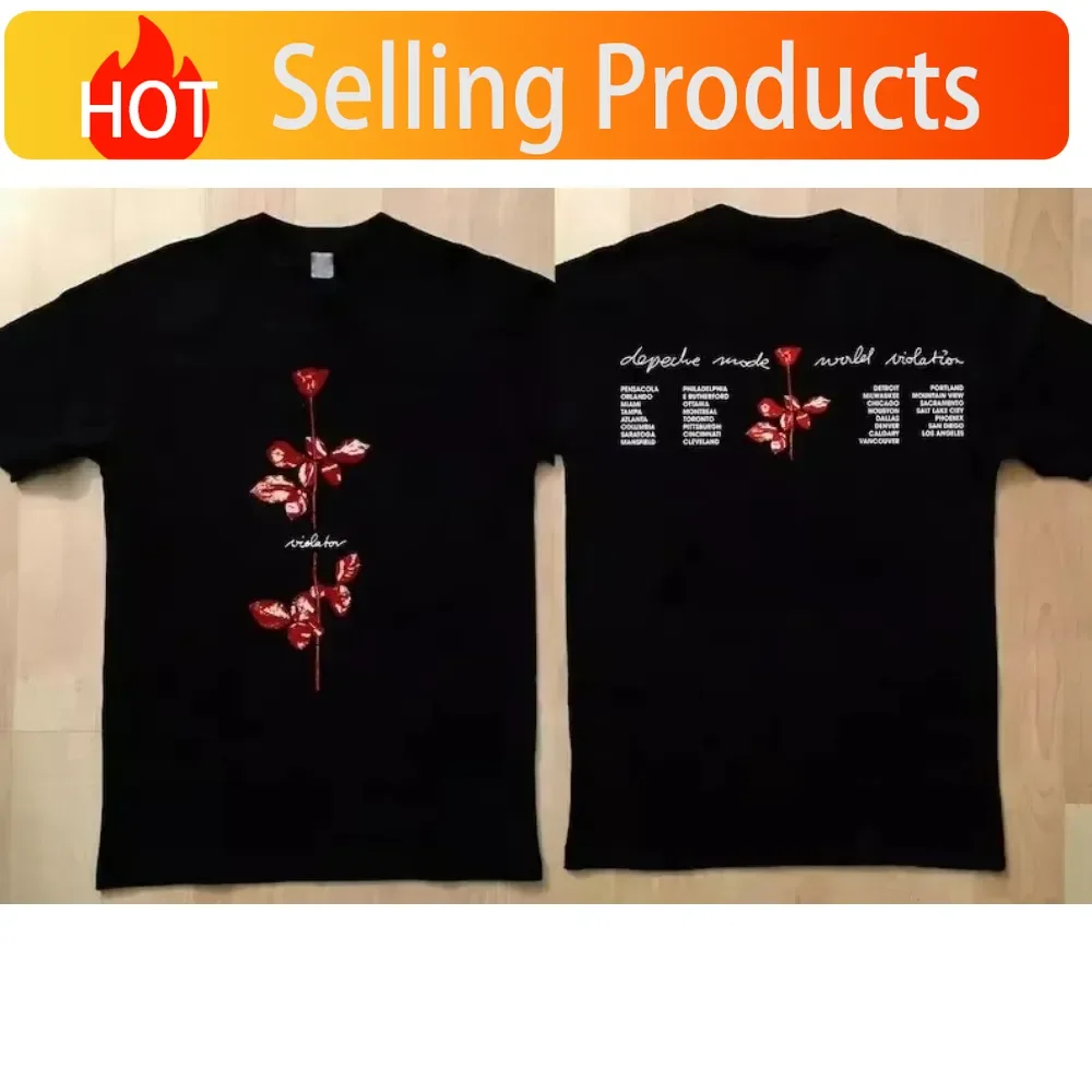 1990 DEPECHE MODE World Violator Concert T-Shirt Short Sleeve Tshirt S-3XL Unisex Men Women Summer Cotton T-Shirt Black