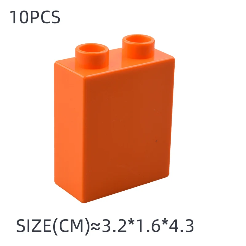 10Pcs 1*2 Dots Big Size Colorful Building Blocks Large High Bricks Educational Creative Kid Toys Compatible