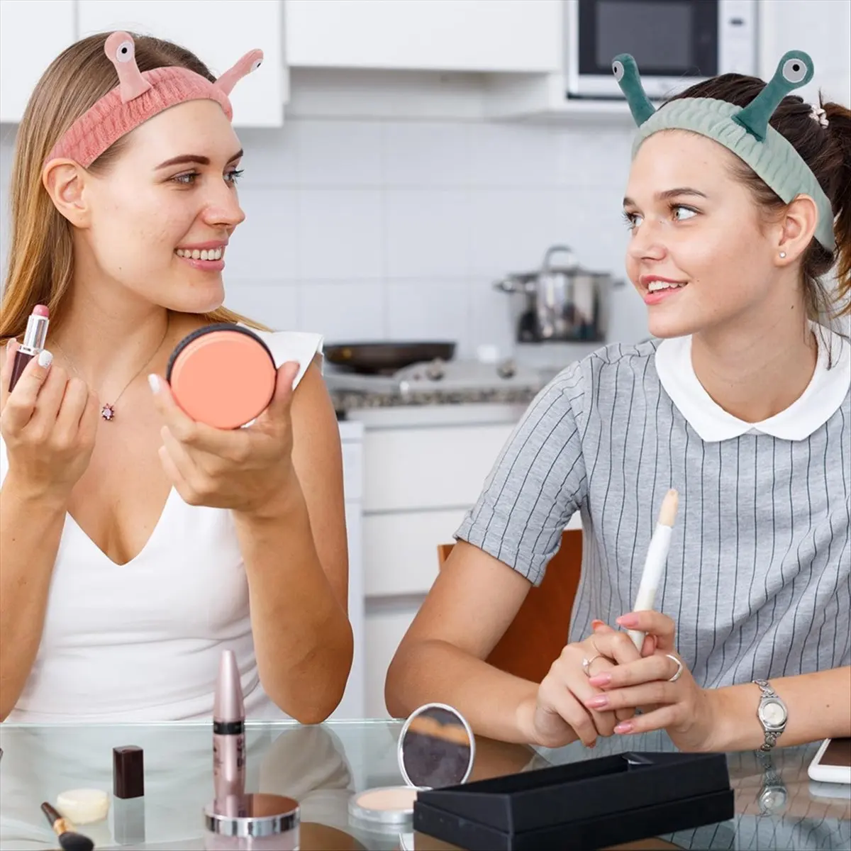PREMIUM QUALITY Cute Cartoon Snail Headbands, 2 Pack - Coral - Hairband for Washing Face, Skincare Makeup Headbands WISH