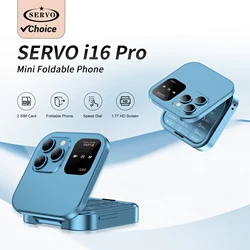 SERVO i16 PRO Foldable Mini Mobile Phone 2G Dual SIM Card Speed Dial Magic Voice 1.77''Screen 3.5mm Jack Flip Cellphone Type-C