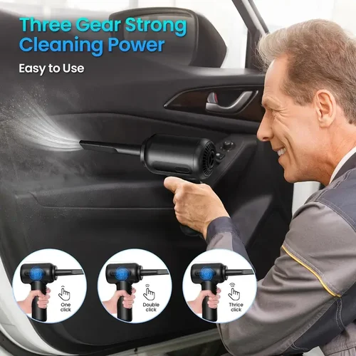 Imagen 2 del producto Plumero de aire comprimido 2 en 1, soplador de polvo inalámbrico, aspirador eléctrico recargable para soplado y succión, para teclado de ordenador y sofá