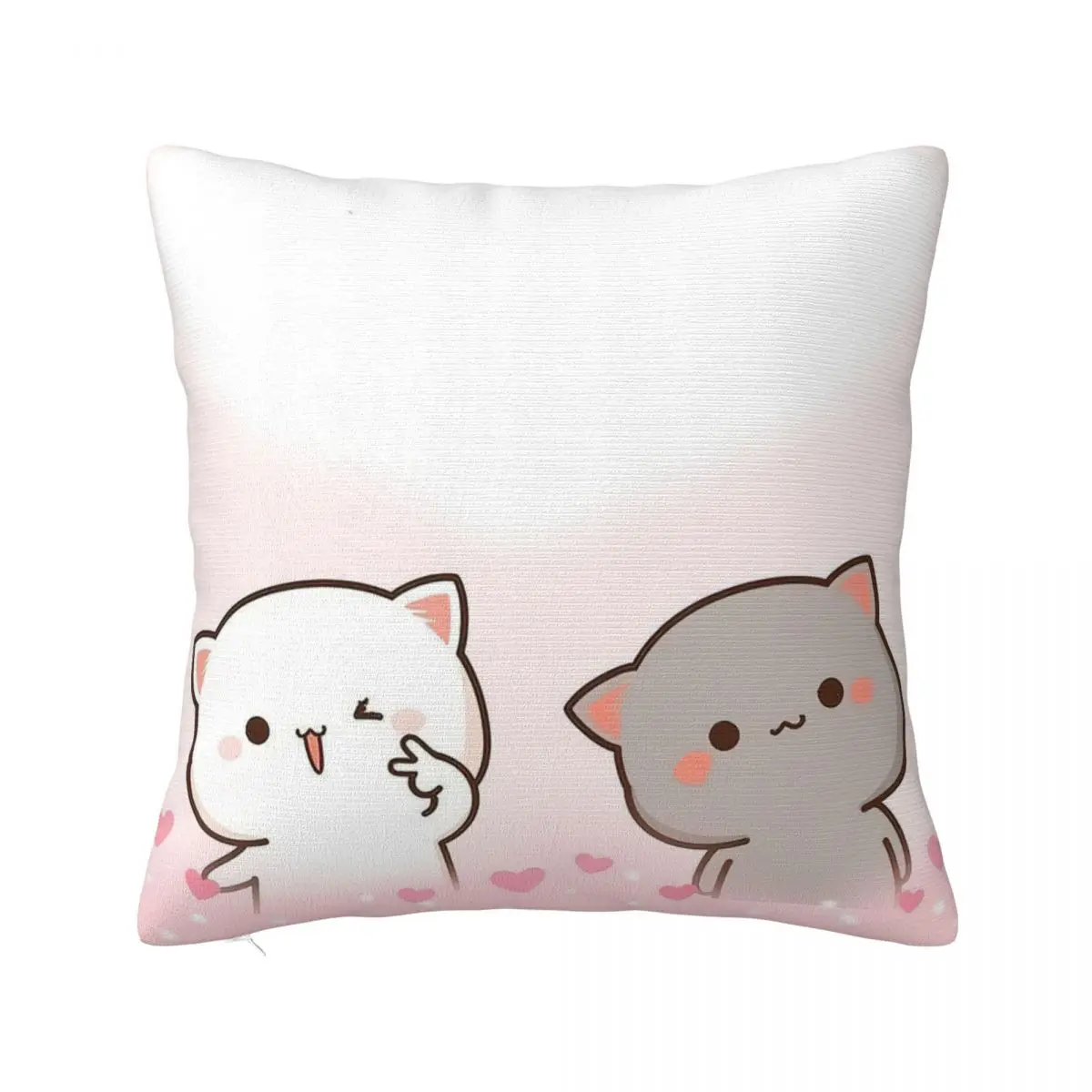 Pink Love Peach And Goma Pillow Case Cartoon Mocha Mochi Cat Cushion Cover Custom Polyester Decor Pillowcase for Home 45x45cm