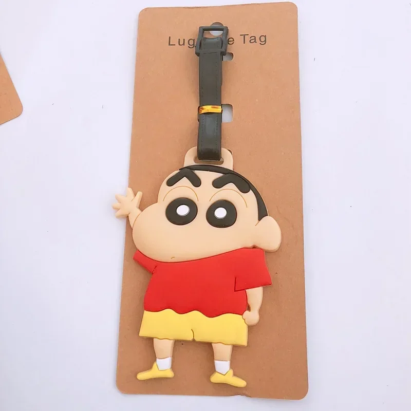 Crayon Shin-chan Luggage Tags Travel Fashion Cute Baggage Name Tags Suitcase Address Label Holder for Bags Portable Card Cover