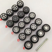 40pcs(for 10cars) 1/64 Alloy Cars/Trucks 11.6mm/12mm/13mm Wheels with Rubber Tires for 1:64 Domeka HW Matchbox MINIGT XCARTOYS