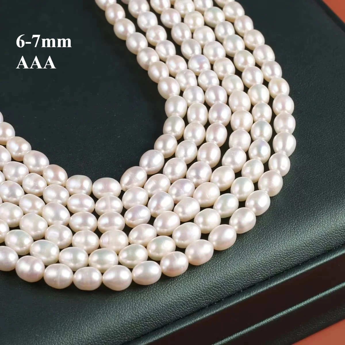 6-7mm AAA Sparkling Clean Natural Freshwater Pearl  White Rice Rare Bead Women Jewelry Make DIY Necklace Bracelet Accessories