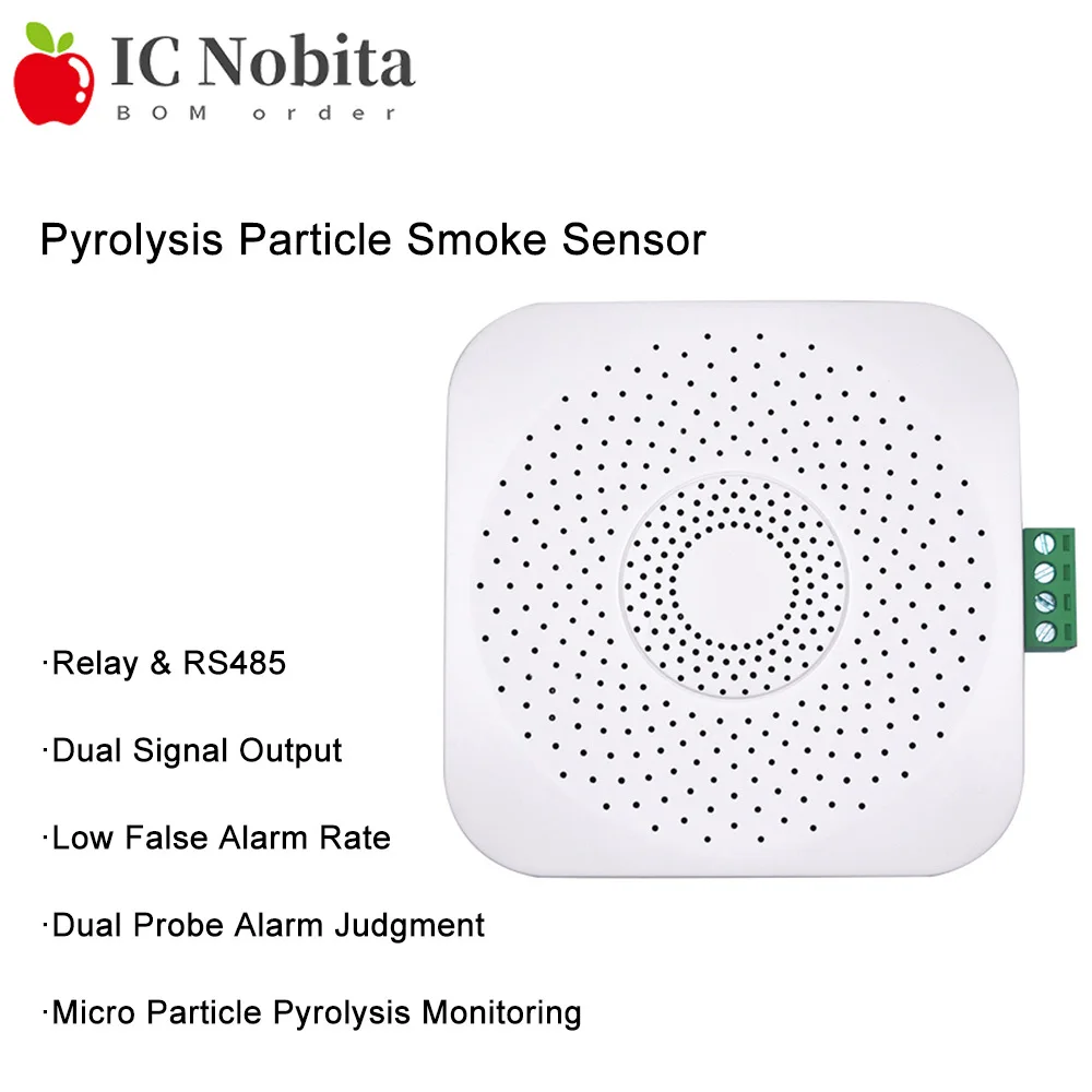 

1PCS Pyrolysis Particle Smoke Sensor RS485 Smoke Temperature Humidity Transmitter Ionization Detector Fire Alarm