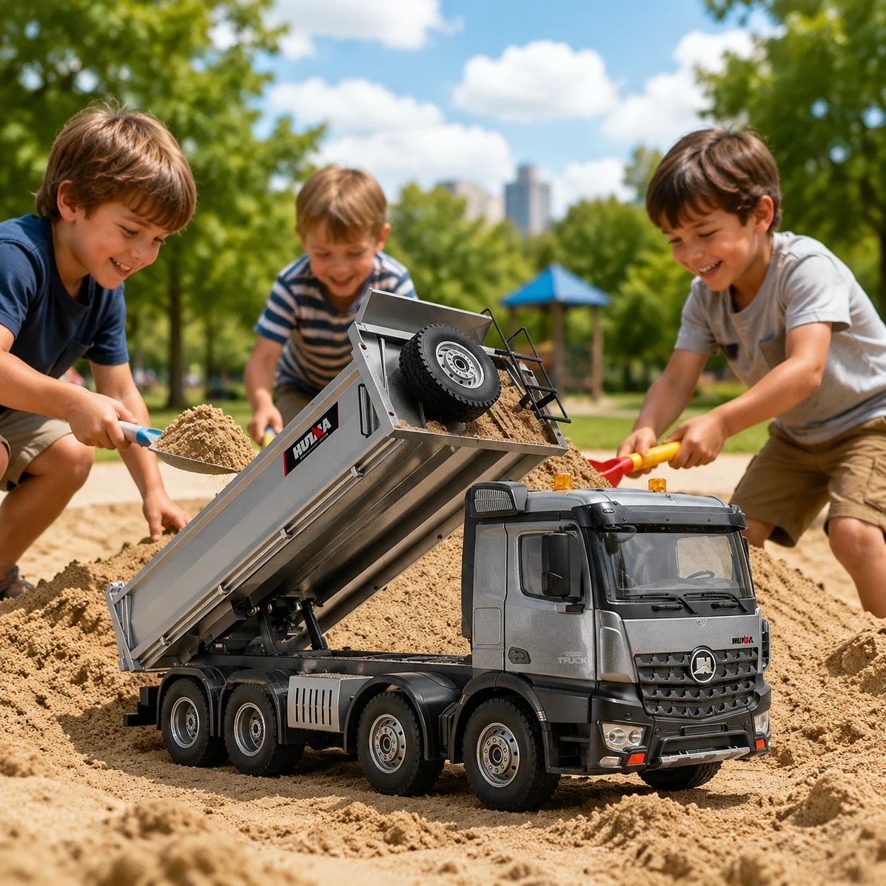 Huina 536PRO Oversized Alloy RC Dump Truck Full Scale 8‑Wheel Heavy‑Duty Engineering Dumper Vehicle Hobby Toy for Boys Kids