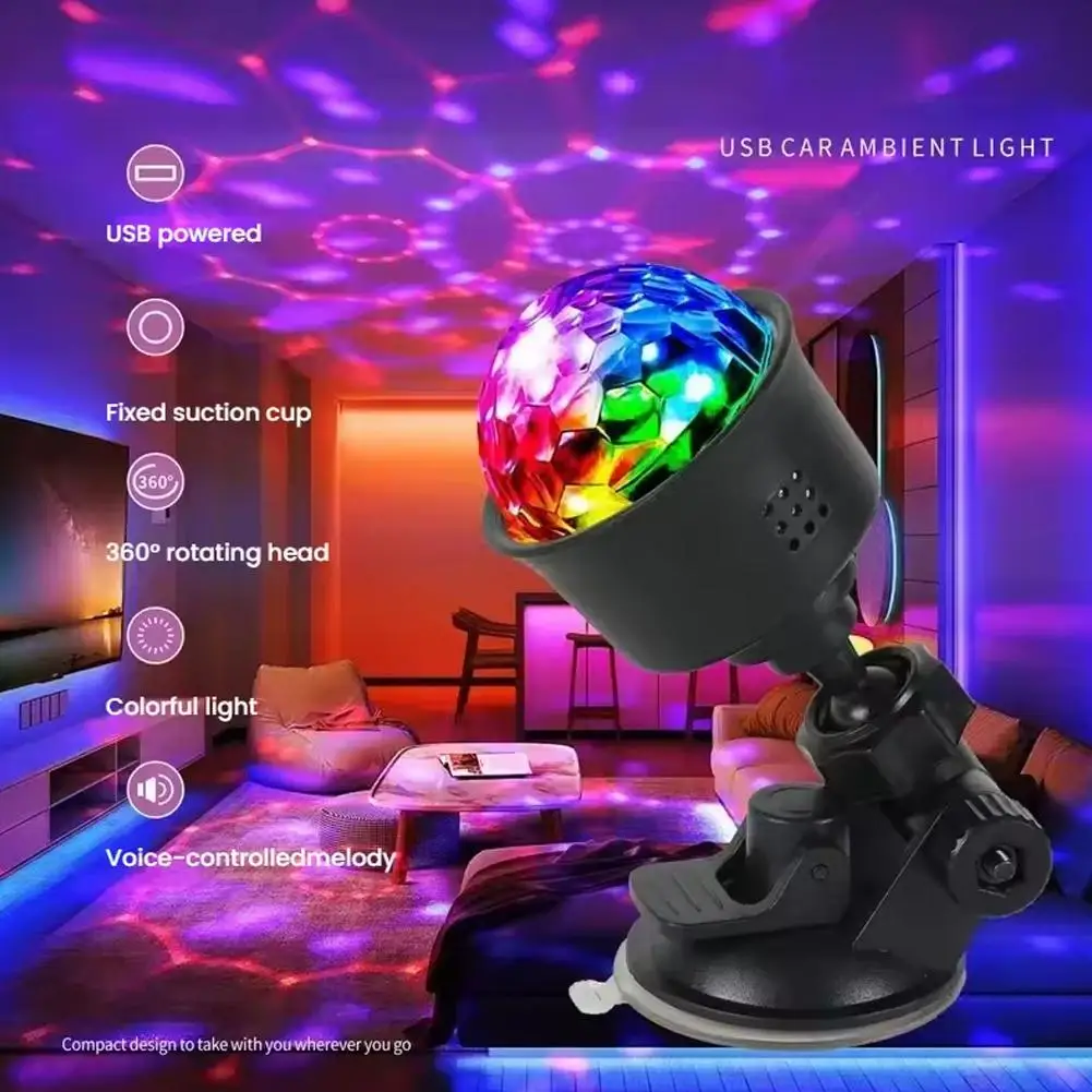 Rotation multicolore USB projecteur lumière DJ balle stroboscopique coloré magique danse voiture ambiance RGB rotatif Laser DJ balle pour la fête à la maison
