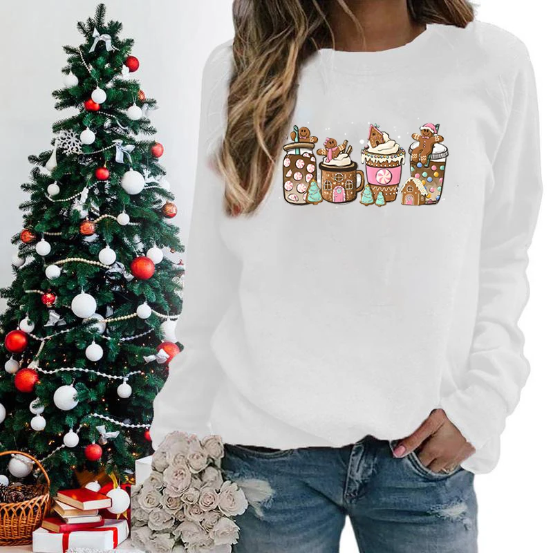 Neue Lebkuchen Cookies Sweatshirt Herbst Winter Frauen Mode Weihnachten Kaffee Sweatshirts Casual Grafik Langarm Pullover
