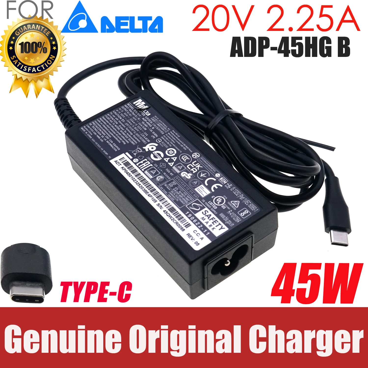 

Original 20V 2.25A 45W ADP-45HG B Type-C USB-C AC Adapter for Asus ADP-45XE D ADP-45EW Y ADP-45XE B Laptop Power Supply Charger