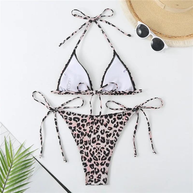 Seksowne Bikini mikro 2024 Leopard kostium kąpielowy damski stroje kąpielowe damskie stringi zestaw Bikini kąpielowy kostium kąpielowy