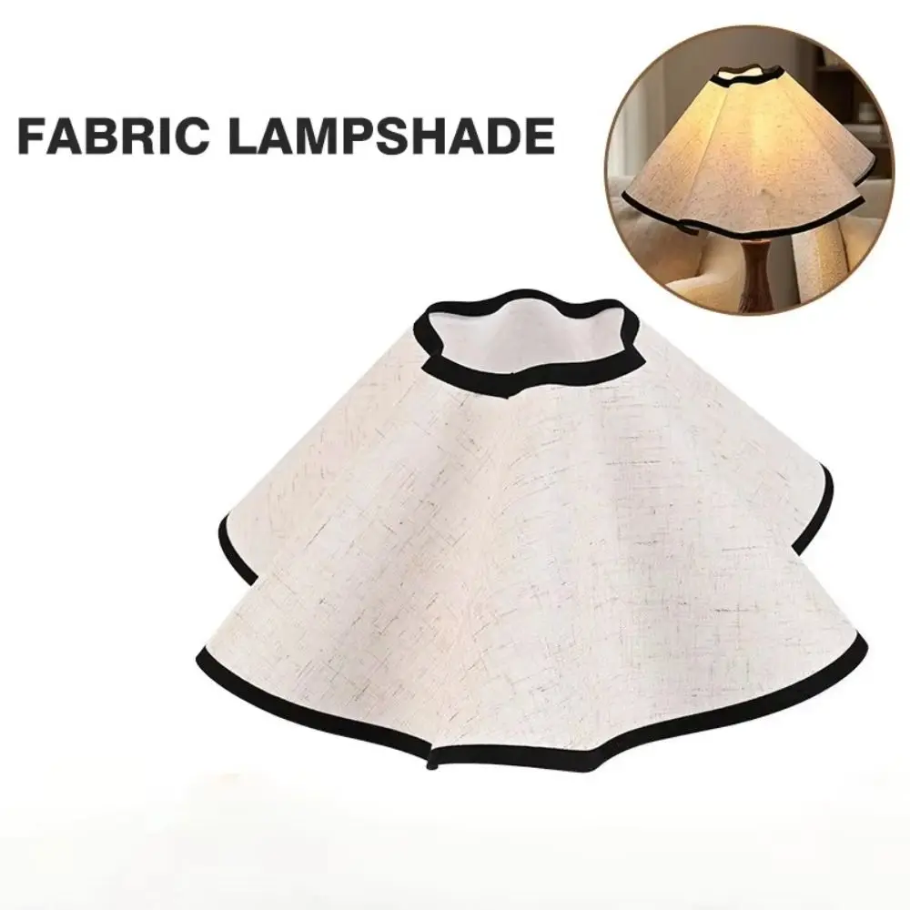 Decorative Linen Fabric Petal Table Lamp Shade Handmade Flower Pattern Table Lamp Shade Retro Elegant Lampshade Cover Dorm