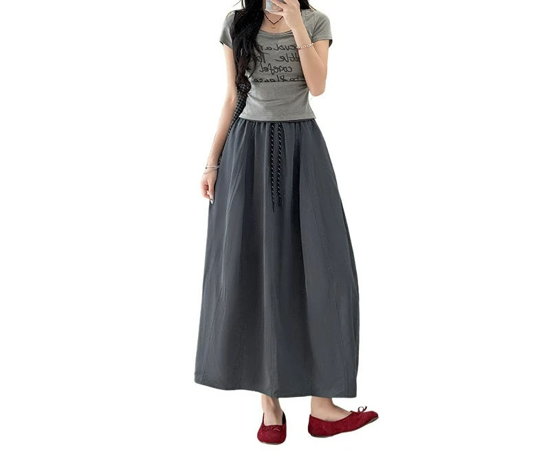 Cargo Skirt Women's 2026 New High-waisted Slimming A-line Skirt Draped Summer Long Skirt