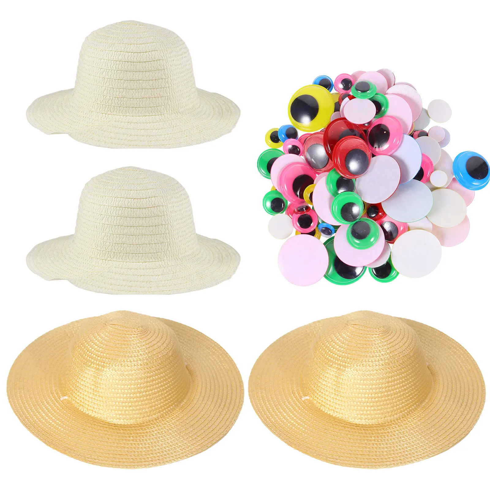 1Set DIY Cartoon Straw Hat Art Craft Set for Children Safe Premium Material Fun Learning Drawing Hat Kit Ideal for Classroom