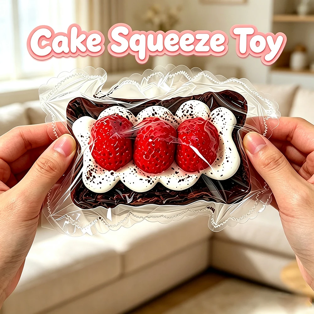 Simulation Dessert Silicone Squeeze Toy Fidget Toys Cute Cake Pastry Stress Relief Toy with Keychain for Bag Pendant Gift