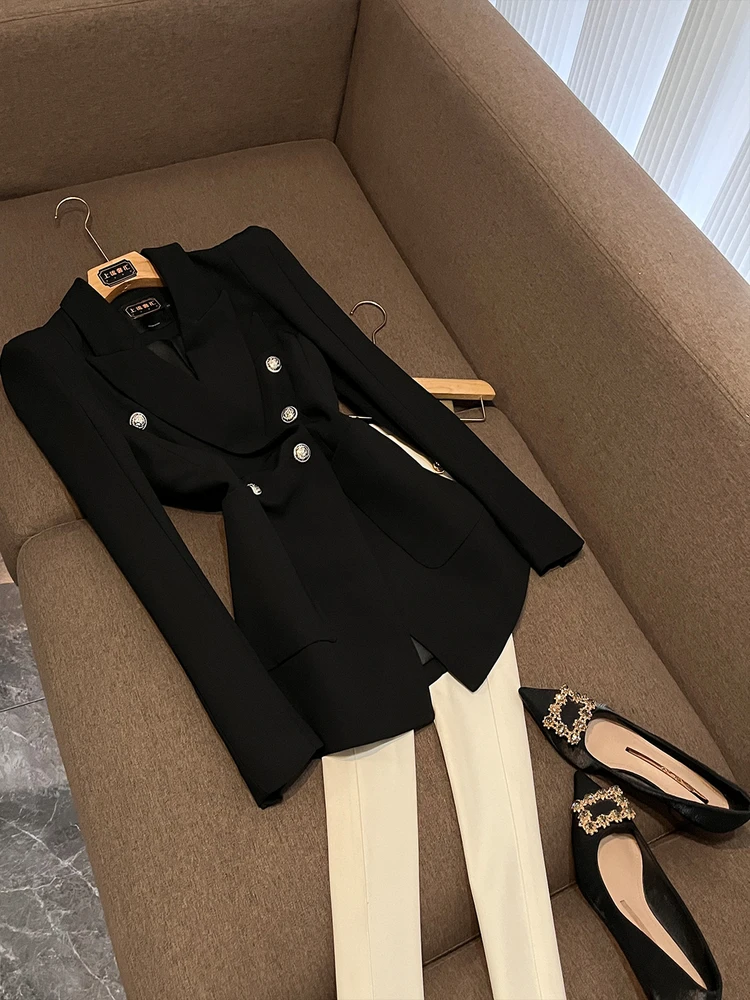 

Ele женский костюм Jaet, новинка зимы 202, новый костюм для поездок на работу, однотонный дизайн на пуговицах, маленький костюм OK35