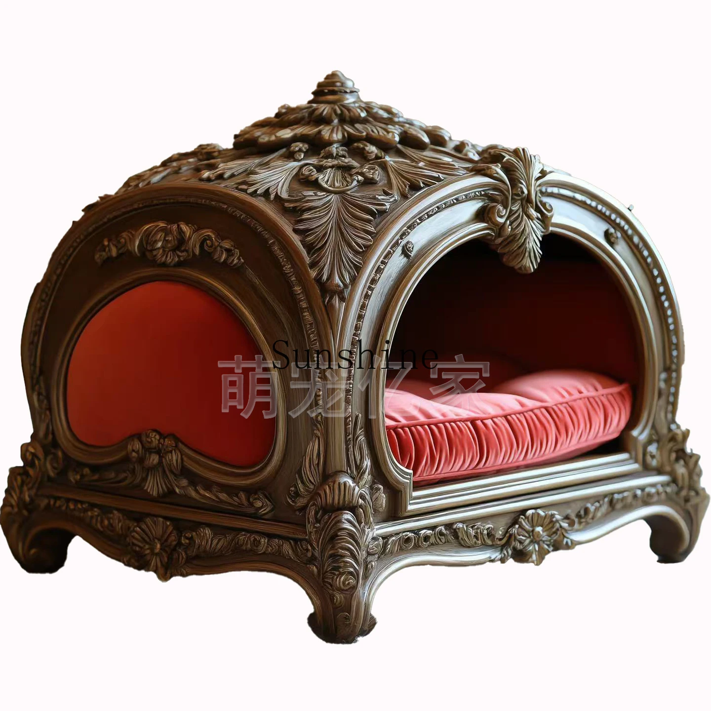 High-end solid wood indoor pet four-season universal luxury villa semi-enclosed medium and small cat and dog house