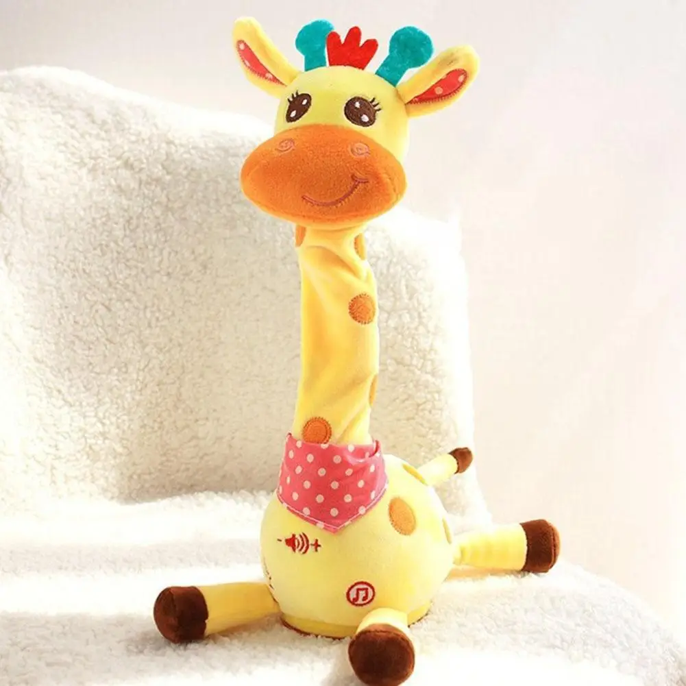 Electric Singing Dancing Giraffe Toy With Light & Voice Recording, Swing Motion Interactive Plush Animal For Kids Gift