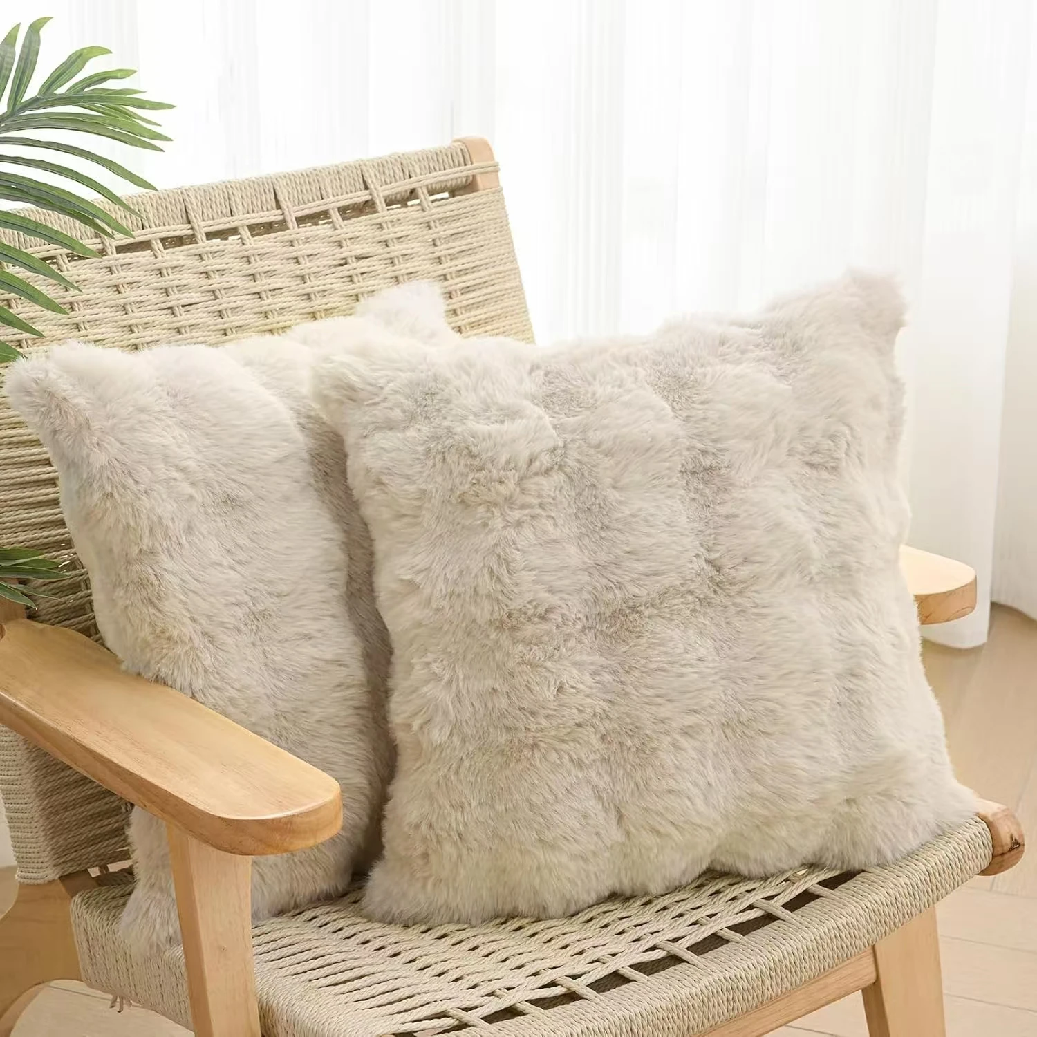 2er-Pack dekorative Plüschkissenbezüge, moderner minimalistischer Stil, geeignet für Sofas, Schlafzimmer und Autoinnenräume – Detail 9