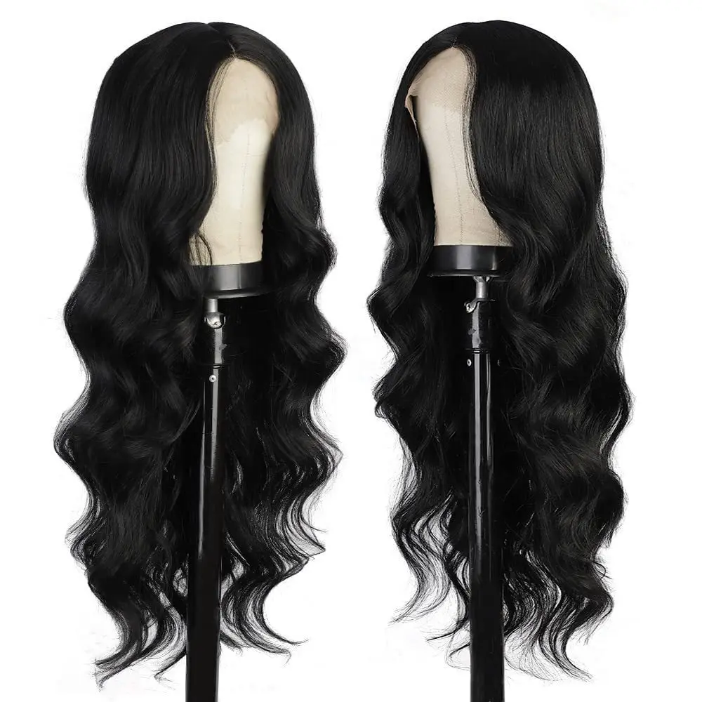 Vintage ethnic style women's long curly hair cover, water ripple shaped wig, fiber material