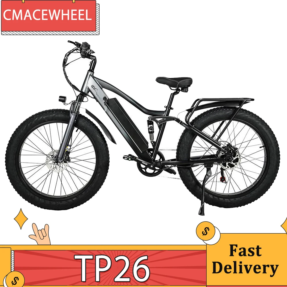 CMACEWHEEL TP26 Electric Bike 26*4.0 inch CST Fat Tire 750W Motor E-Bike 40-45km/h Max Speed 48V 17Ah Battery Electric Bicycle