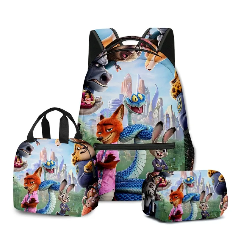 

Новые бестселлеры 3D-мультфильмов и анимационные товары, школьная сумка Movie Zootopia 2, рюкзак, сумка для обеда, чехол для ручек, набор из трех предметов