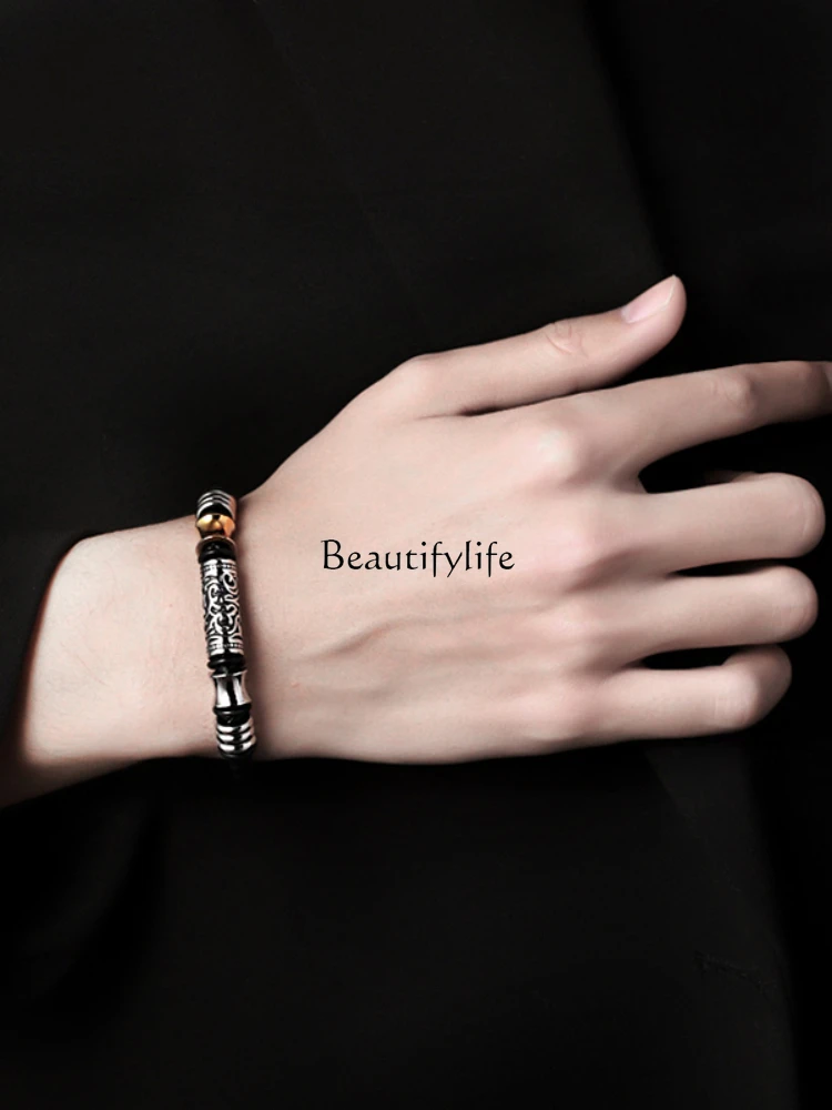 Leather Rope Woven Bracelet for Boys, High-Grade, Black, Light, Luxury, Minority, Hand Jewelry