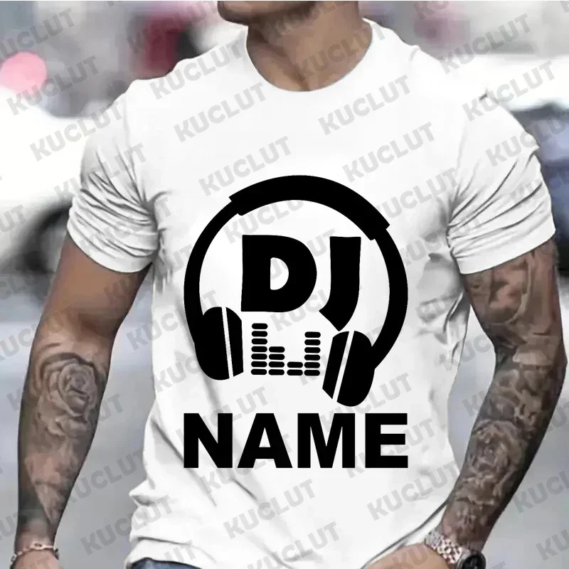 T Shirts for Men Personalized Customized DJ Shirt with Name Funny Disc T-shirts Custom DJ Tee Techno Music Lover Tee Shirts