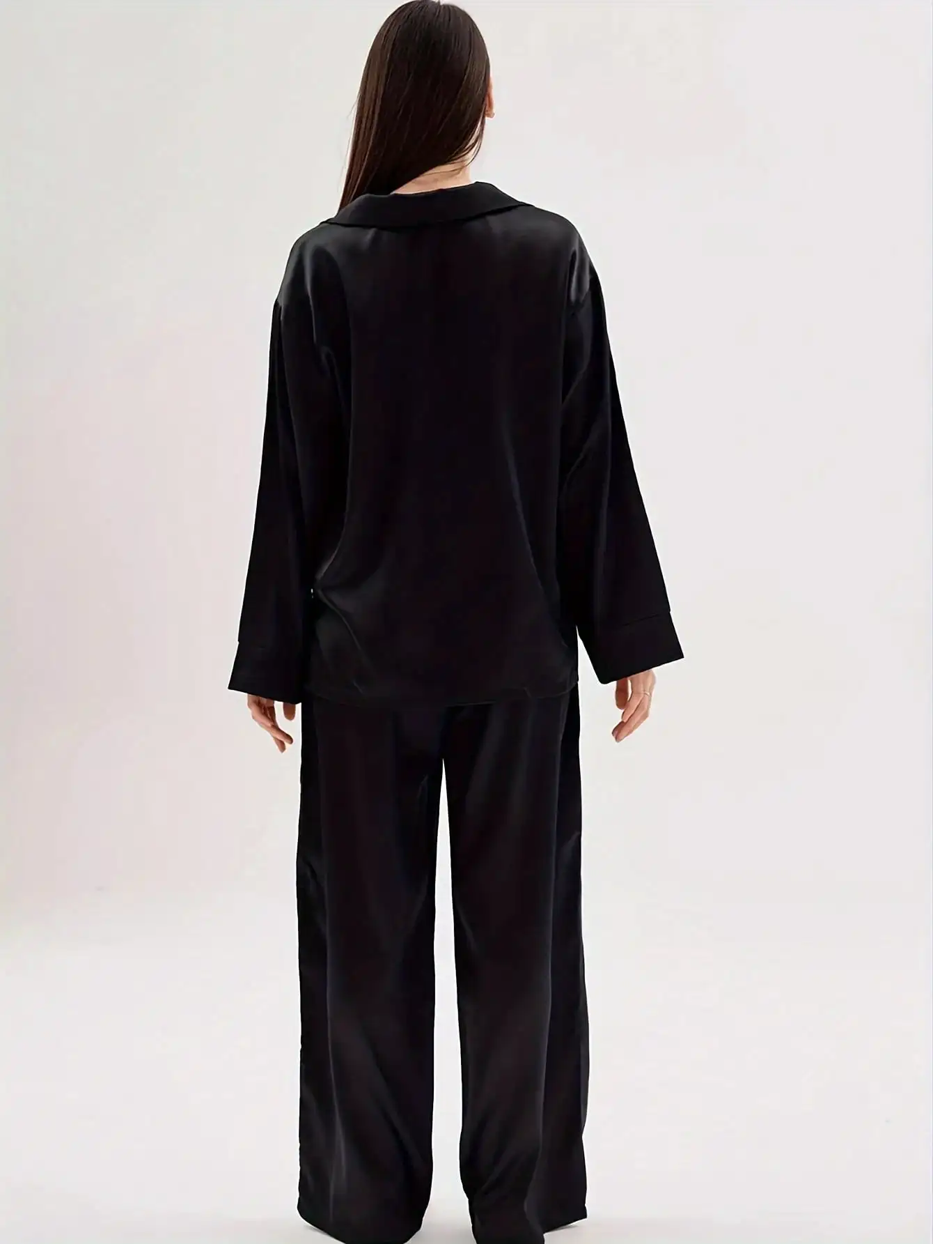 طقم بيجامة نسائي فضفاض كاجوال للربيع/السيارات - كارديجان بأزرار وأكمام طويلة + بنطلون، قماش ناعم #2