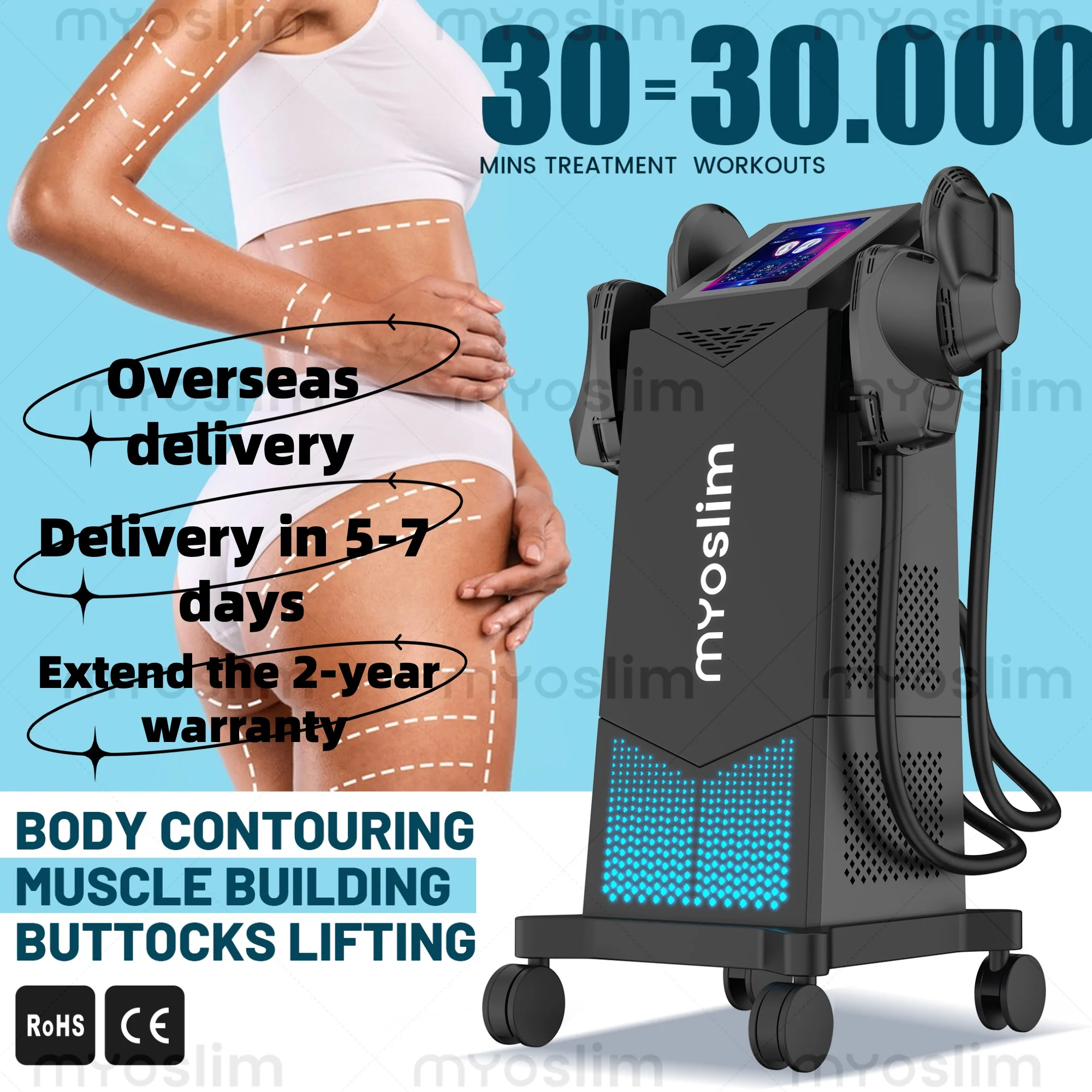 EMS Body Sculpting Machine 4 Handles 6800W PRO Body Contouring Muscle Building Fat Burning Buttocks Lifting Salon Use
