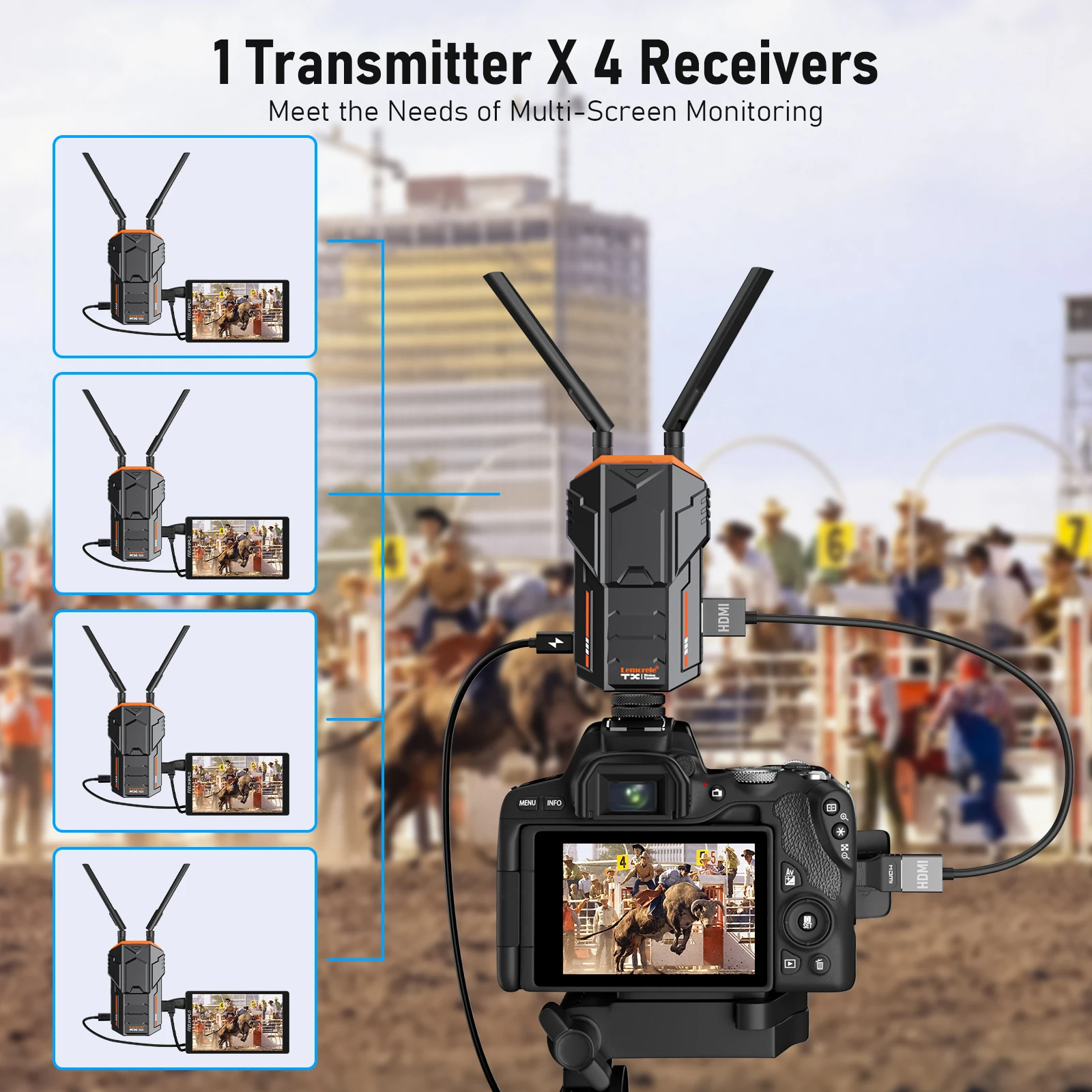 Lemorele 무선 HDMI 송신기 및 리시버 HDMI 익스텐더 키트, DSLR 카메라 노트북 PC용 비디오, 200M, 5.8Ghz