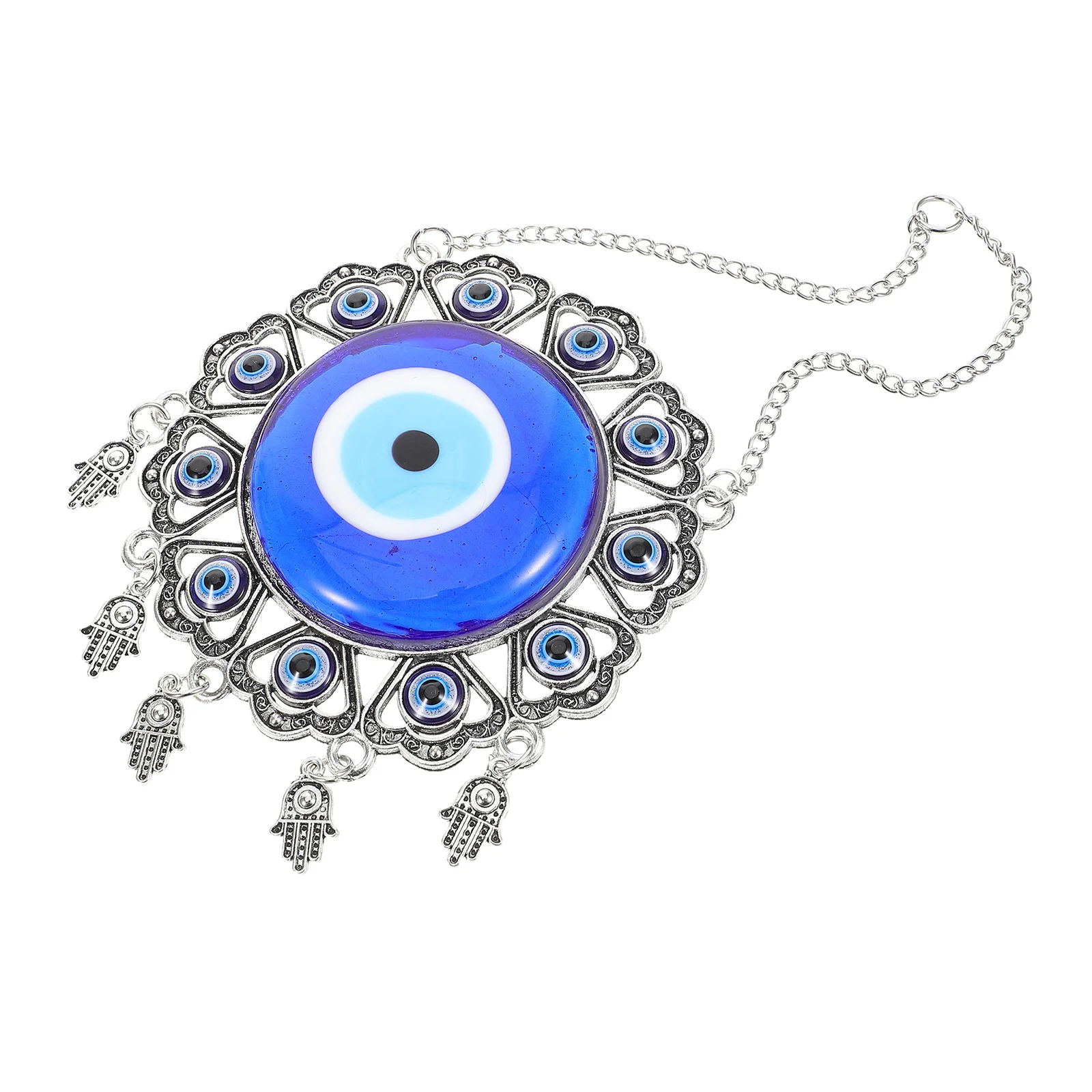 

Blue Evil Eye Car Hanging Pendant European Vintage Silver Metal Charm Rearview Mirror Hanging Decoration Turkish Nazar Amulet