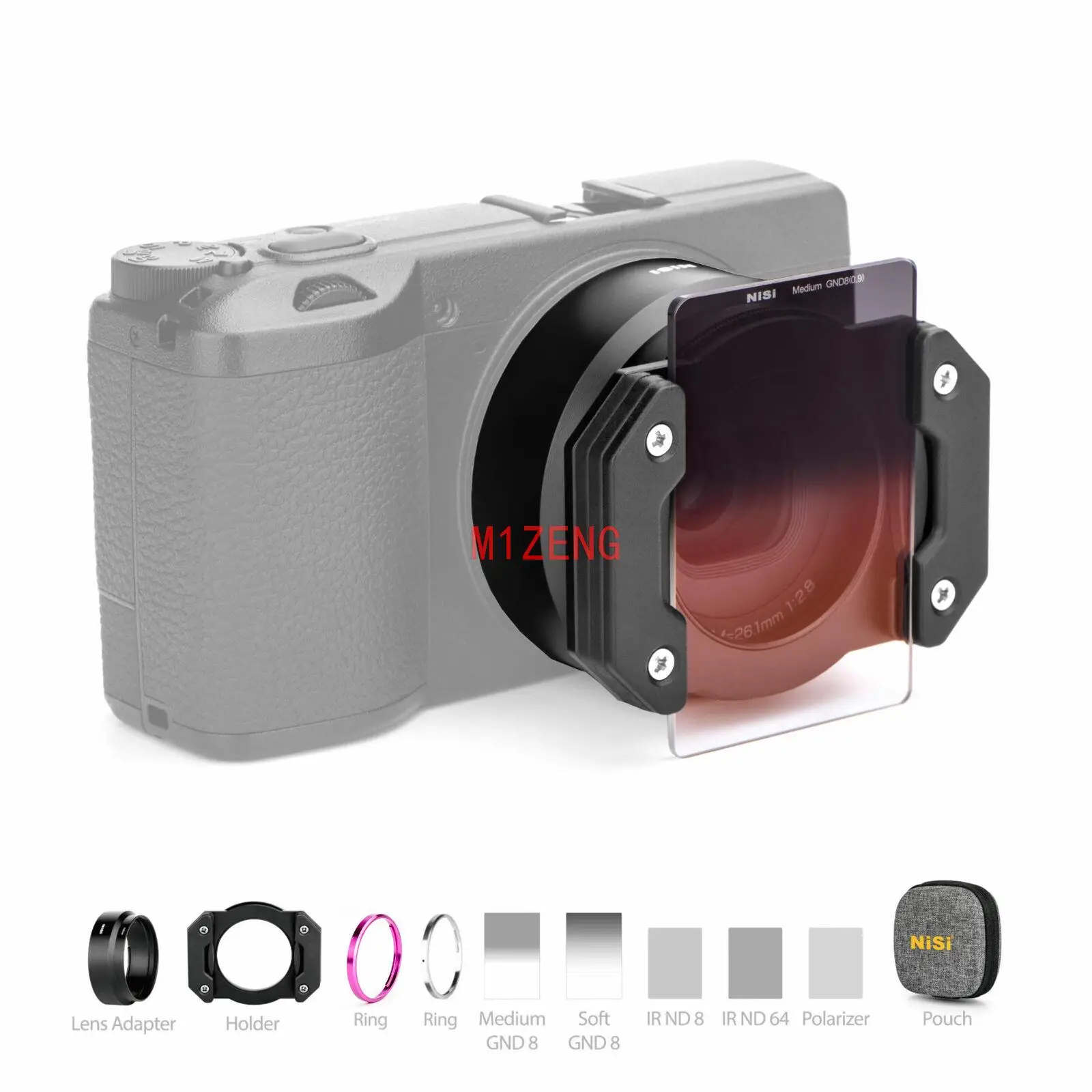 GR3x square lens filter(adapter+holder+ring+gnd8+cpl+nd8+nd64+Polarizer+pouch)Master Kit for rioch GRIIIx mirrorless camera