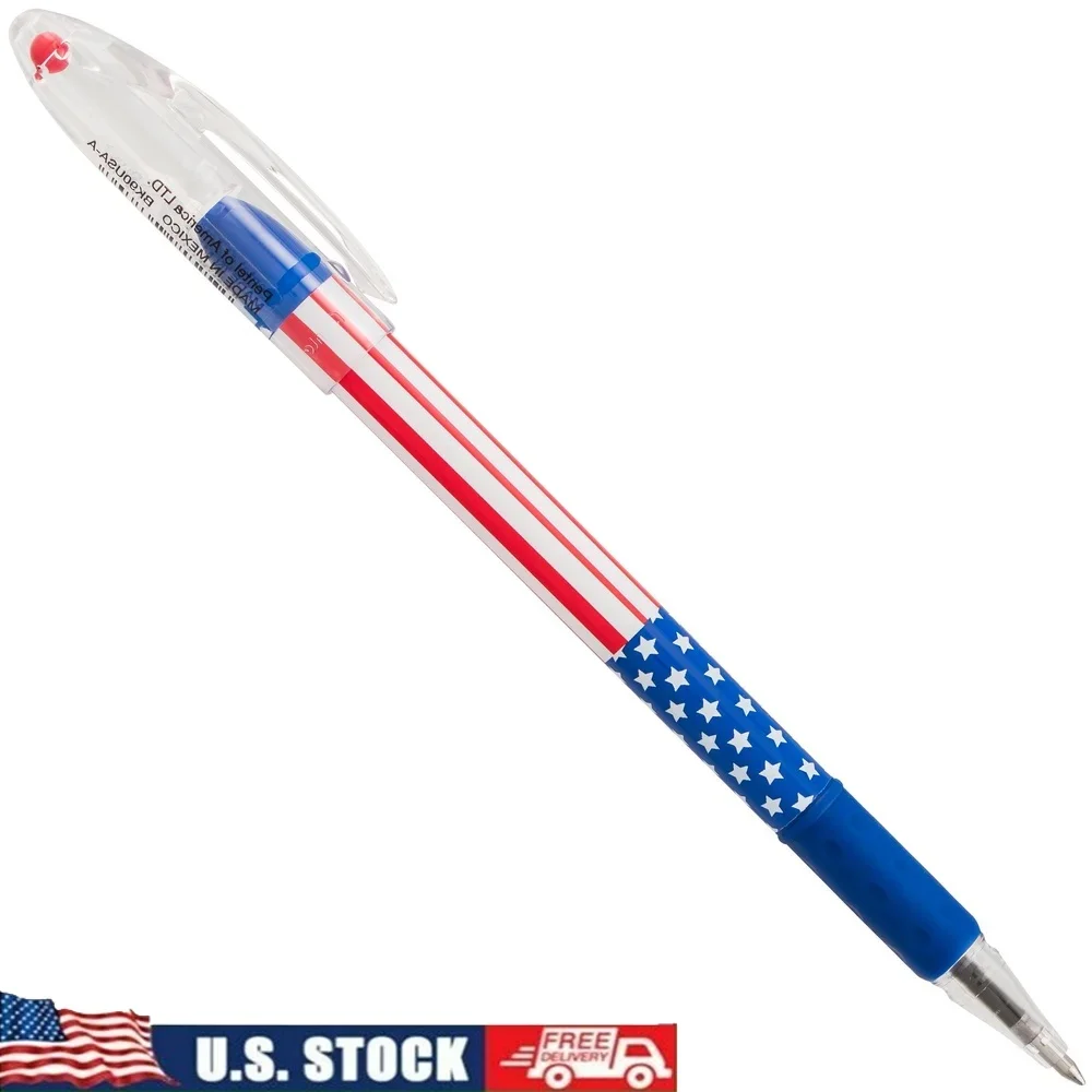 

RSVP Ballpoint Pen 0.7mm. Fine Line Stars and Stripes Flag Inspired Barrel Black Ink Box of 12 Pens