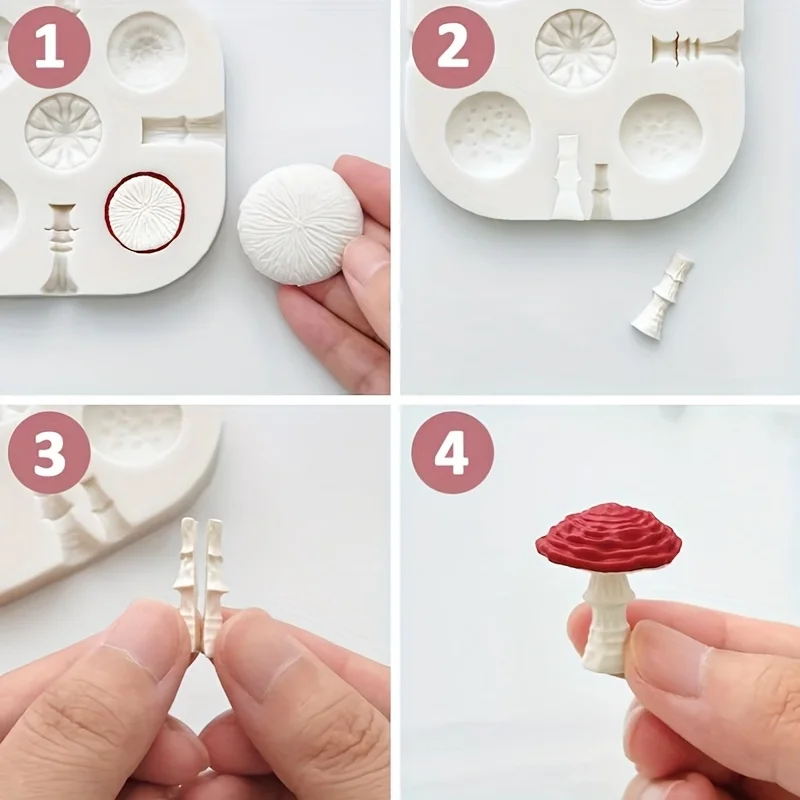 

3pcs Mushroom Polymer Clay Silicone Molds 5 style 3 Sizes Mushroom Autumn Polymer Clay Tools Christmas Gifts Resin Liquid Molds