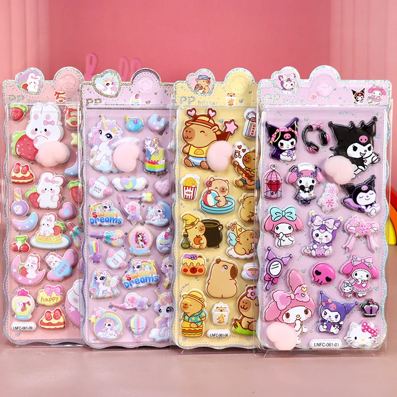 

Kawaii 3D Puffy Squishy Butt Stickers Kuromi Crayon Shin-chan Soft Relief Decoration Decals for DIY Notebook Luggage Phone Case
