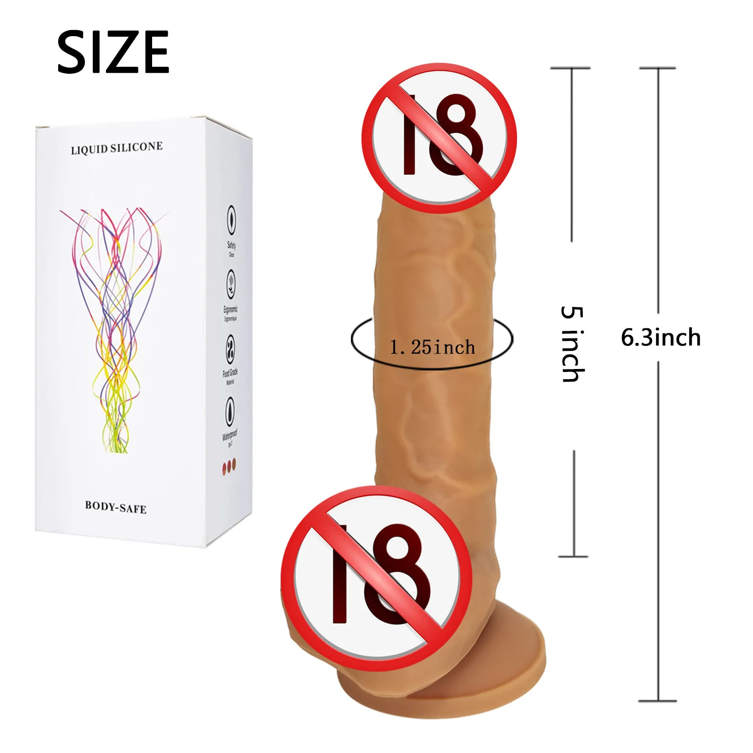 Dildo silikon realistis 7.5 inci, Dildo silikon realistis, bahan aman badan, cangkir hisap kuat Ultra lembut, mainan seks Dildo Anal tebal