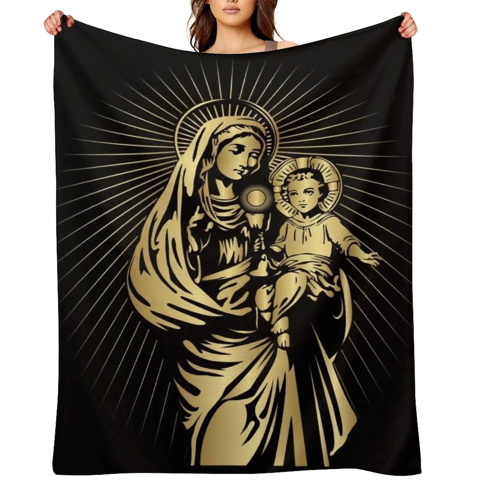 

Blessed Virgin Mary and Baby Jesus Throw Blanket Blankets Sofas Of Decoration Polar Bed covers Sofas Blankets